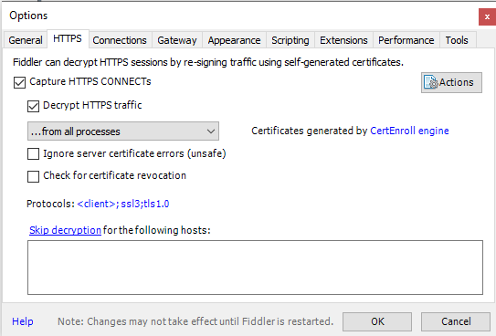 Fiddler https configuration