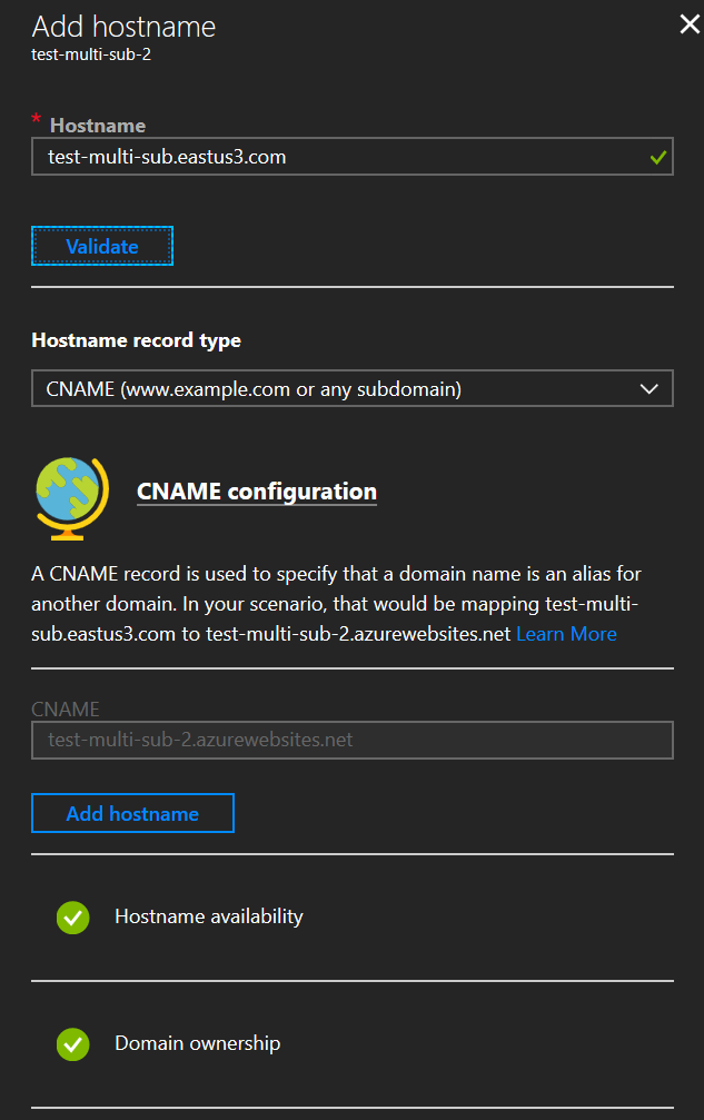 Add the same target domain as the custom hostname here too.